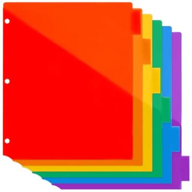 Imagem de MAQIHAN Divisores de Fichário com Abas e Bolsos- Pacote com 6 Divisórias de Plástico com Bolsos Frontais Divisores de Bolso para Fichário de 3 Argolas Divisores de Aba Multicolorid (, Vermelho)