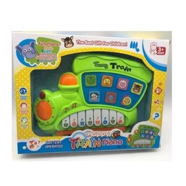 Imagem de TRENZINHO musical infantil com luz e som animais telefone piano didatico educativo interativo brinquedo ESTIMULA APRENDIZADO SENTIDOS BEBES BANDINHA 15 TECLAS 26cm (VERDE)