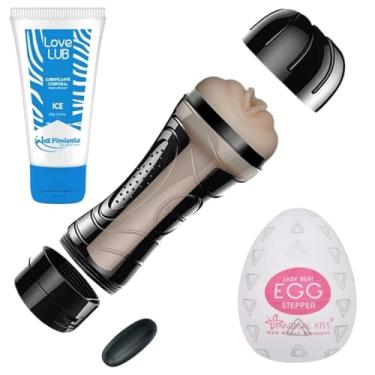 Imagem de Kit Lanterna Masturbador Masculino Formato de vagina Vibratória com Textura Interna com vibração Multivelocidades Masturbadora + Ovo Egg Masculino Punheta+Gel 60G Kit Sexyshop Brinquedos sexuais