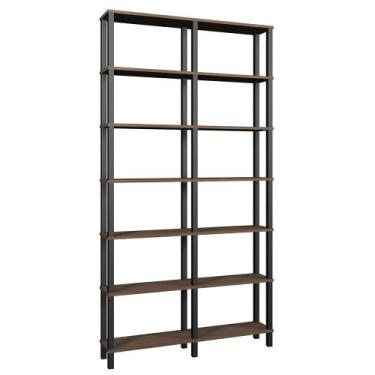 Imagem de Estante 116x23x221 c/ 6 Prat. 33cm Preto Montantes Pretos - EVOLUKIT