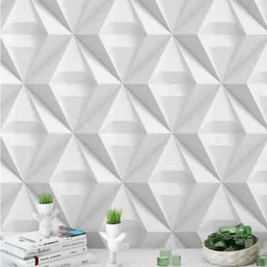 Imagem de Papel de Parede Adesivo Auto Colante Branco 3D Sala Quarto Decoração p