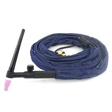 Imagem de Tocha de soldagem WP9FV TIG 4 m 4 m tocha de soldagem a arco de tungstênio a gás WP9 Argônio resfriada a ar válvula de gás de pescoço flexível TIG cabeça de tocha de soldagem