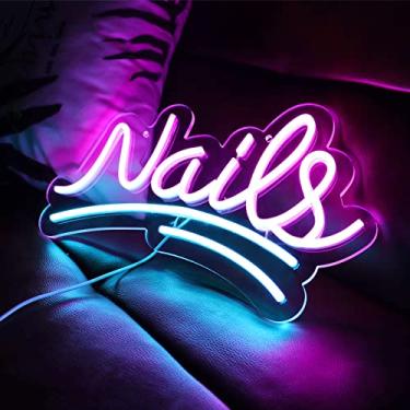 Imagem de JFLLamp Placas De Neon De Unhas Para Decoração De Parede Luzes De Neon Para Quarto Placas De Led Adequadas Para Salão De Beleza Escritório Caverna Do Homem Cerveja Bar Pub Restaurante Natal Festa De