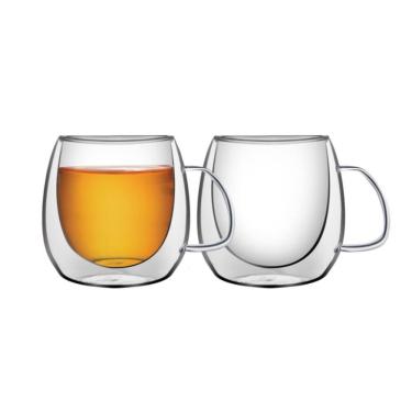 Imagem de Conjunto de Xícaras para Chá e Cappuccino 200ml Vidro Duplo com Alças 2 Peças Tramontina 64760/450