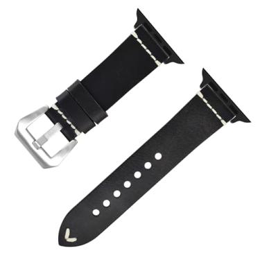Imagem de MaKTech Pulseira de Couro,Cinta Macia de Cera Óleo com Fivela Única para Apple Watch Série 11/10/9/8/7,SE 3/2/1 [2025] (42mm/41mm/40mm,Preto)