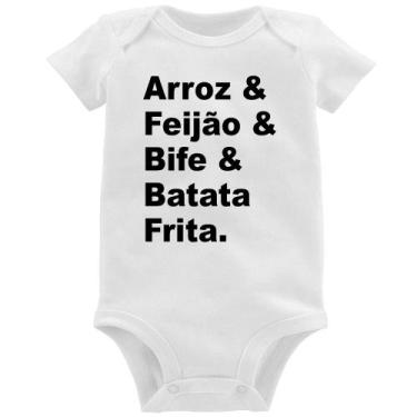 Imagem de Body Bebê Arroz & Feijão & Bife & Batata Frita - Foca na Moda, Branco,