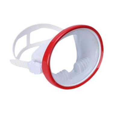 Imagem de menolana Máscara de mergulho de lente única Anti nevoeiro profissional grande moldura óculos de natação óculos de natação para espasmos subaquáticos, Vermelho