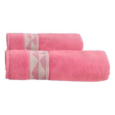 Imagem de Jogo de Banho Diamante 2 Peças Rosa Algodão 450g/m² Teka