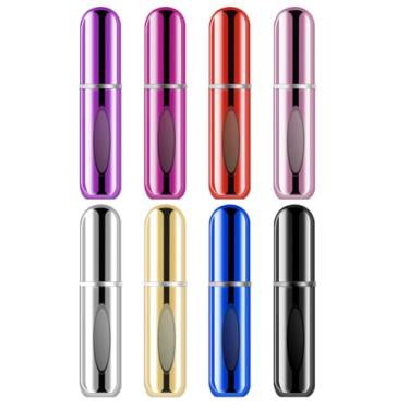 Imagem de CUTEABC Frasco de perfume de viagem recarregável, atomizador de perfume portátil de 5 ml, recarregável, mini frasco de spray de perfume de colônia, estojo de bomba de perfume para viagens e saídas