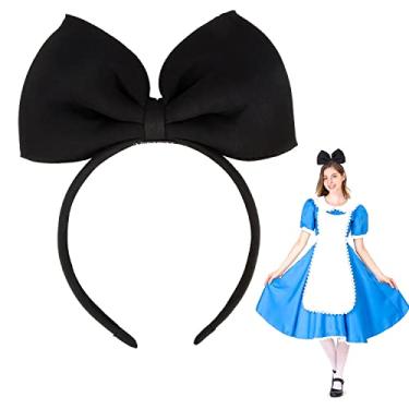 Imagem de Tiara de arco para mulheres e meninas, acessórios de cabelo perfeitos para cosplay Alice no País das Maravilhas (preto)