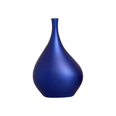 Imagem de Vaso Decorativo de Cerâmica Garrafa Cristal Azul Royal Grande para Enfeite de Mesa