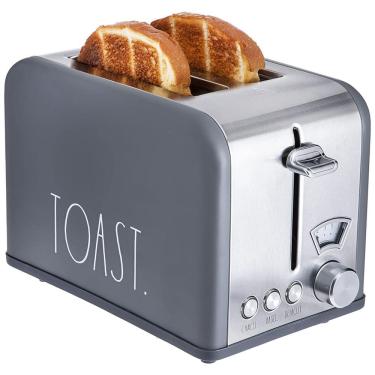 Imagem de Torradeira Elétrica 2 Fatias com 5 Níveis de Tostagem e Função Descongelar, 825W, 110v, RAE DUNN, Cinza