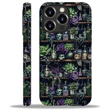 Imagem de Toulas Capa compatível com iPhone 16 Pro, proteção de 2 camadas, acabamento fosco, sensação premium - Design à prova de choque e resistente a impressões digitais, garrafas de poção de crânio e