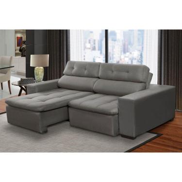 Imagem de Sofá 3 Lugares Retrátil e Reclinável Antonela 2,10m Suede Cinza Madelina Decor
