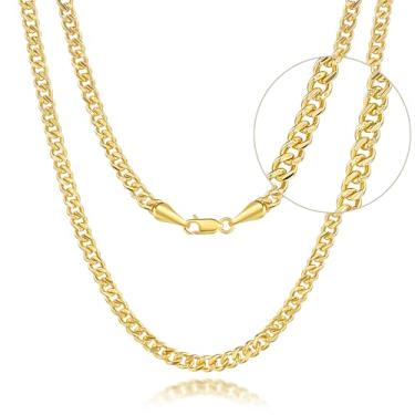 Imagem de Corrente de ouro de 3,6 mm 14K para homens, corrente de elos cubanos, joia de ouro para mulheres, colar dourado grosso para mulheres, colar masculino não manchado, refinado e substancial, colares de