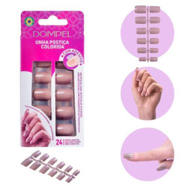 Imagem de 24un Unha Postiça Realista Com Adesivo Nude Manicure Media Antimicrobi