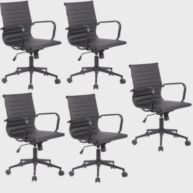 Imagem de Kit 5 Cadeiras de Escritório Diretor Esteirinha em Corino Sevilha