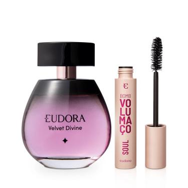 Imagem de Combo Eudora Velvet Divine Desodorante Colônia 100ml + Máscara Cílios Bomb Volumaço Soul 10g