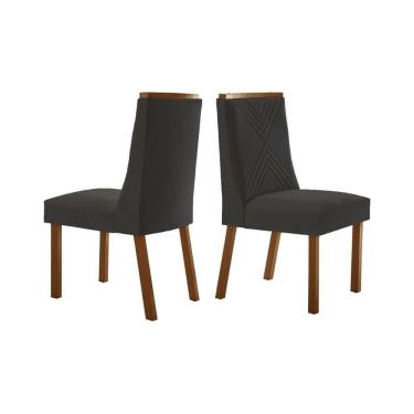 Imagem de Cadeira Sala De Jantar Montreal Kit 2 Un Imbuia - Veludo Grafite - Rufato