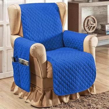 Imagem de Protetor de Poltrona Tecido Macio - Ideal para Casas com Pets e Crianças, Fácil de Lavar e Colocar, Custo-Benefício Incrível – FV Enxovais (Azul, 1 Lugar/Poltrona)