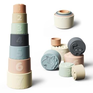 Imagem de Conjunto de 7 peças Stacking Cups Toy Moonkie, divertido e educacional