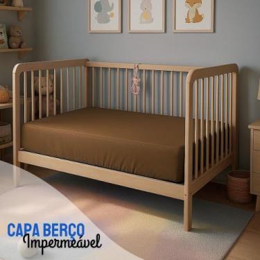 Imagem de Capa Para Colchão Berço Mini Cama Impermeável Com Zíper Marrom - Miran