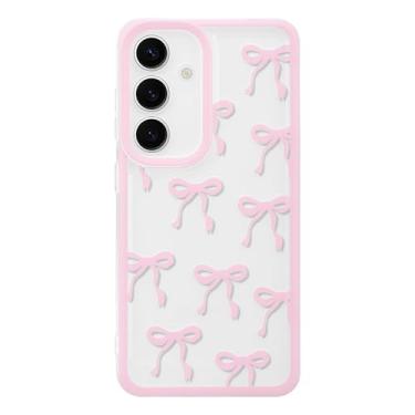 Imagem de Aitipy Compatível com Galaxy S23 5G, lindo laço rosa design transparente para meninas mulheres TPU macio ajuste fino capa protetora à prova de choque