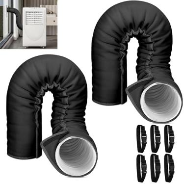 Imagem de Conjunto de 2 mangas de isolamento de mangueira CA portátil, ar condicionado, isolamento de mangueira, serve para mangueira de exaustão de 12,7 cm e 15 cm de diâmetro, fácil instalação com 6 tiras de