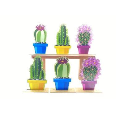 Imagem de Kit Display de Mesa 6 Peças Para Festa Cacto MDF - Juju Brasil