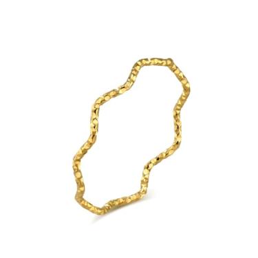Imagem de SeiMios Anel de amizade alto e baixo para mulheres, aço inoxidável, banhado a ouro 14K, onda, ziguezague para cima e para baixo, para amigas, mães, irmãs, tamanho 5-9, Aço inoxidável, Sem pedra