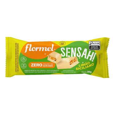 Imagem de Barra de Amendoim Limão-Siciliano Cobertura Chocolate Branco Flormel Sensah! 30g