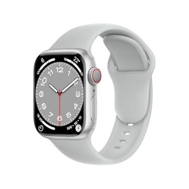 Imagem de DONEGANI Pulseira esportiva feminina C1D Ultra 2 de 49 mm, série 10 de 46 mm, 9, 8, 7, 45 mm e 41 mm, SE 6, 5, 4, 44 mm e 40 mm, 3 2 1 42 mm e 38 mm iWatch, pulseira de silicone cinza lua