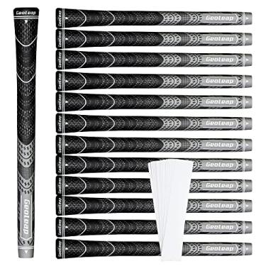 Imagem de Geoleap Conjunto De 13 Grips Golfe - Com Fitas E Todos Os Kits Reparo Para Escolher, Híbridos Tacos Golfe, Padrão/Médio, Controle Todas As Condições Climáticas, Alto Feedback Tração. (Tamanho Médio,