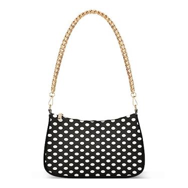Imagem de ALAZA Bolsa feminina branca de bolinhas pretas bolsa tiracolo bolsa de ombro feminina Hobo Handbag, multicolorida, 28 x 18 x 7 cm, Multicolorido, 11 x 7 x 2.8 in