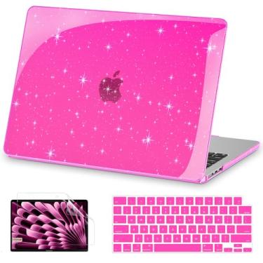 Imagem de AKIT Compatível com MacBook Air 13 polegadas capa glitter 2025 2024-2022 M4 A3240 M3 A3113 M2 A2681, capa rígida brilhante para laptop, protetor de tela e capa de teclado para Mac Air 13,6 polegadas