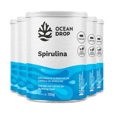 Imagem de Kit 5 Spirulina Ocean Drop Vegana 240 Cápsulas