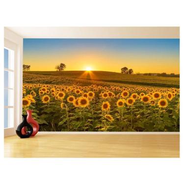 Imagem de Papel De Parede 3D Céu Azul Girassol Por Do Sol 3,5M Nsk124