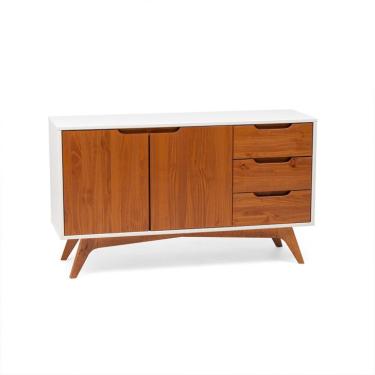 Imagem de Buffet Happy 2 Portas 3 Gavetas Off White e Garapa