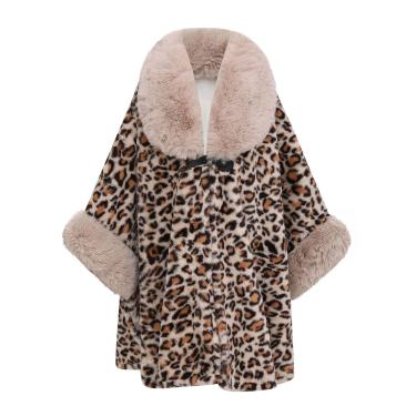 Imagem de Capa De Tamanho Grande Xale Feminino Solto Leopardo Tweed Frente Aberta Jaqueta Bat-estilo Poho Capa Cardigan Suéter, Camel, One Size