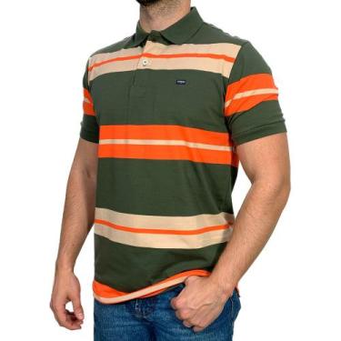 Imagem de Polo Country Masculina Listrada Dawson, Verde, GG