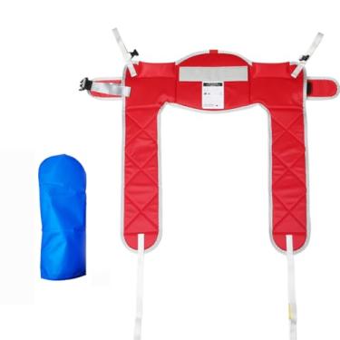 Imagem de EZ Assistive Eslinga De Elevação Com Almofadas Grossas Para Pacientes, Chuveiro, Vaso Sanitário - Inclui Cinto Fivela Opção Suporte Cabeça Disponível (Vermelho, Grande, Sem Cabeça, 1 Luva Deslizante