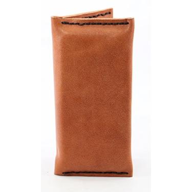 Imagem de MyBitti Capa carteira de couro bovino italiano genuíno costurada à mão para iPhone 5S, 4S e iPod Touch, Laranja