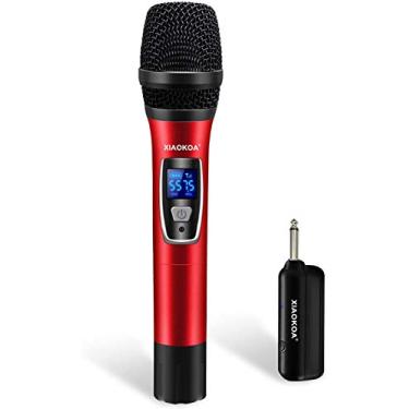 Imagem de XIAOKOA Microfones portáteis sem fio, microfone profissional UHF Karaokê, alcance de 48 metros, ideal para cantar, festa em casa, igreja, compatível com amplificador de voz, sistema PA