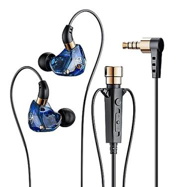 Imagem de FEDAI Fone de ouvido esportivo com fio KT-02 com cancelamento de ruído com microfone HD dinâmico, fones de ouvido de 3,5 mm para gravação de canto ao vivo, karaokê, transmissão de vídeo ao vivo