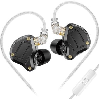 Imagem de Fone de ouvido intra-auricular KZ ZS10 pro2 híbrido, 5 drivers HiFi intra-auricular monitor audiófilos, fone de ouvido KZ IEM sintonizável músico (preto, com microfone)