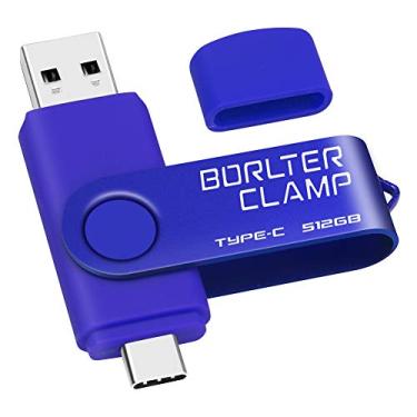 Imagem de Pen drive USB tipo C 512 GB, porta dupla BorlterClamp USB C 3.0 Jump Drive para smartphones Android Samsung Galaxy S10/S9/S8/Note 9, LG, Huawei, tablets e computador (azul)