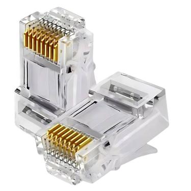 Imagem de Conector Cristal RJ45 Cat5e/Cat6e EZ Exbom Vazado, CONT-RJ45V1K, 8P8C - Pacote Com 1.000 Unidades
