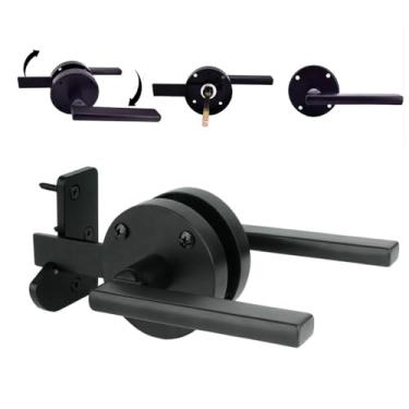 Imagem de Trava de portão para cerca de madeira, trava de porta dupla face, resistente, ferragem para cerca externa, portões de madeira, portões de piscina, quintal, jardins (trinco de porta oscilante direito