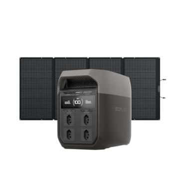 Imagem de EF ECOFLOW Gerador Solar DELTA 3 com Painel Solar de 400 W, Bateria LFP de 1024 Wh, X-Boost 2900 W, Bateria Reserva para Casa Segura, Estação de Energia Portátil para Emergências, Camping e Trailers