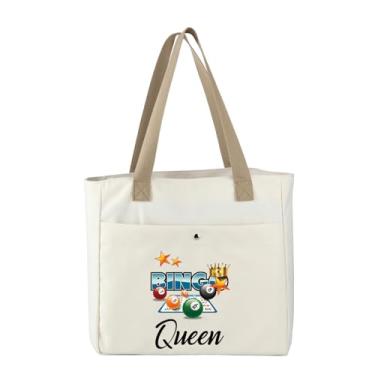 Imagem de MBMSO Sacola grande para amantes de bingo para jogadores de bingo, bolsa de bingo, presentes para jogadores de bingo, presentes para jogadores de bingo (TOTE Bingo Queen)